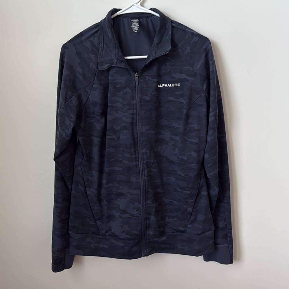 Alphalete Elite Pro Full‎ Zip Jacket Navy Blue Camo Mdnz Size Medium
